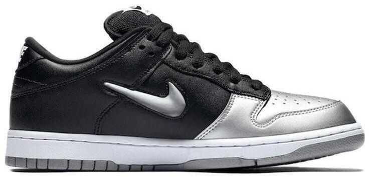 Men's Nike SB Dunk Low Pro Supreme Jewel Swoosh Silver QS Size 9.5 Sneakers - product image from the listing.