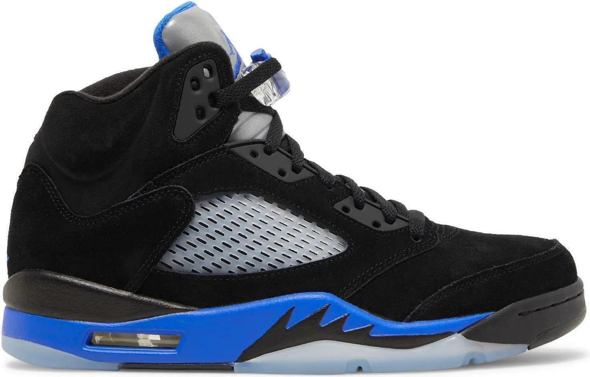"Racer Blue" Size 12 M - Air Jordan 5 Retro Black/Blue | WORN ONCE - product image from the listing.