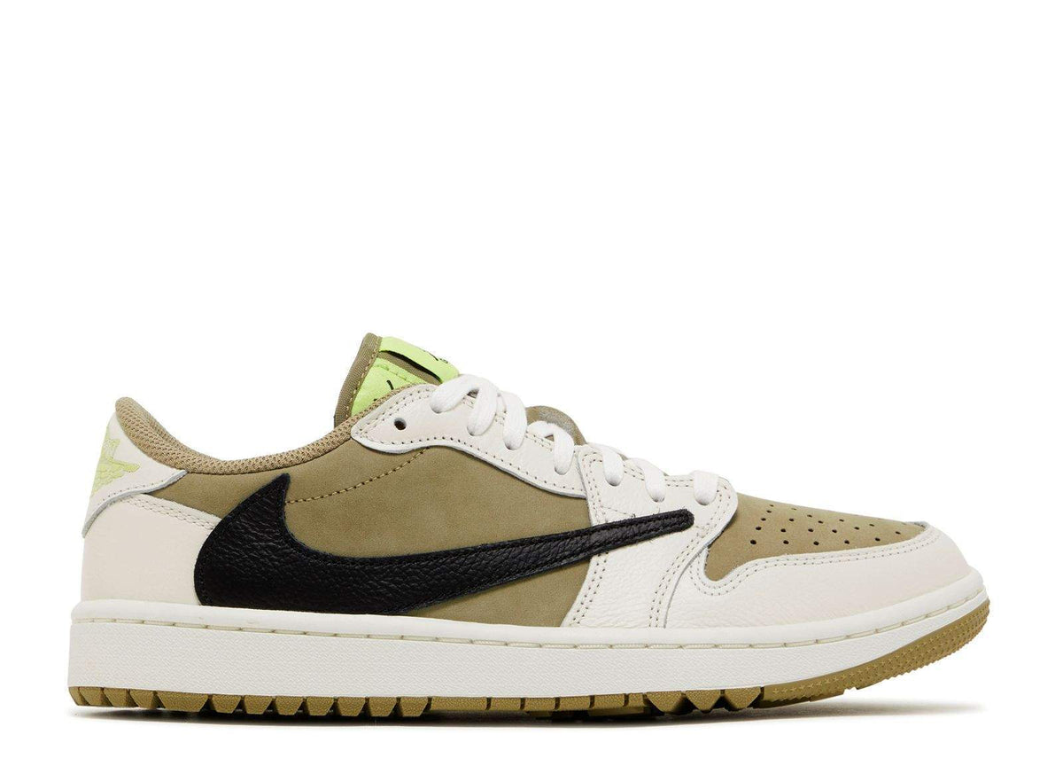 Travis Scott X Air Jordan 1 Low Golf Neutral Olive Sneaker - product image from the listing.